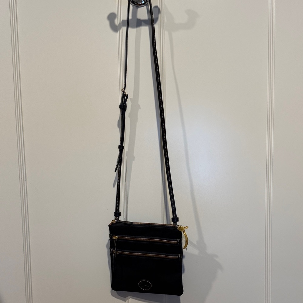 Dooney & Bourke Black Bag with Gold Stitching